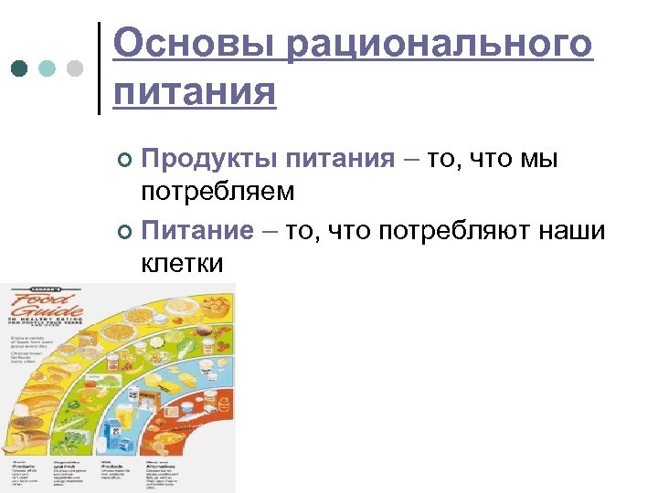 Основы рационального питания Продукты питания – то, что мы потребляем ¢ Питание – то,