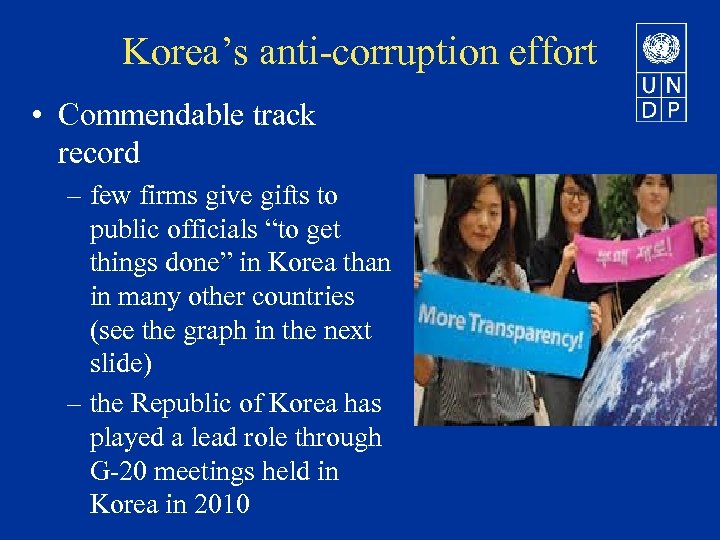 Korea’s anti-corruption effort • Commendable track record – few firms give gifts to public