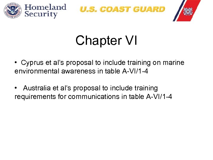 Chapter VI • Cyprus et al’s proposal to include training on marine environmental awareness