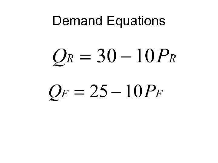 Demand Equations 