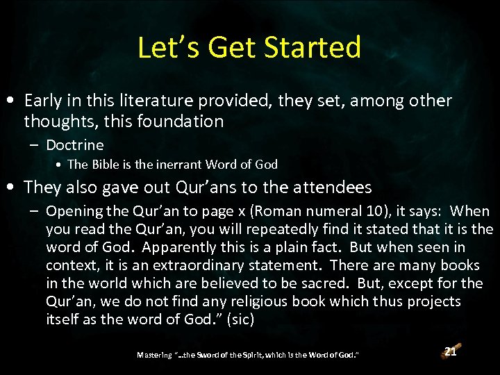 Let’s Get Started • Early in this literature provided, they set, among other thoughts,