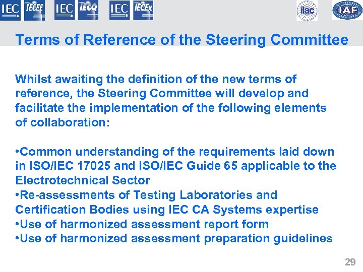 Terms of Reference of the Steering Committee Whilst awaiting the definition of the new