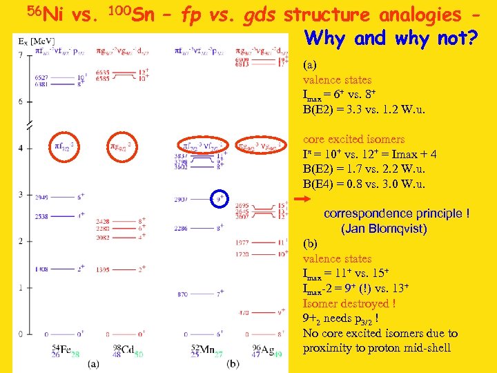 56 Ni vs. 100 Sn – fp vs. gds structure analogies Why and why