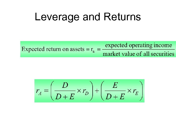 Leverage and Returns 
