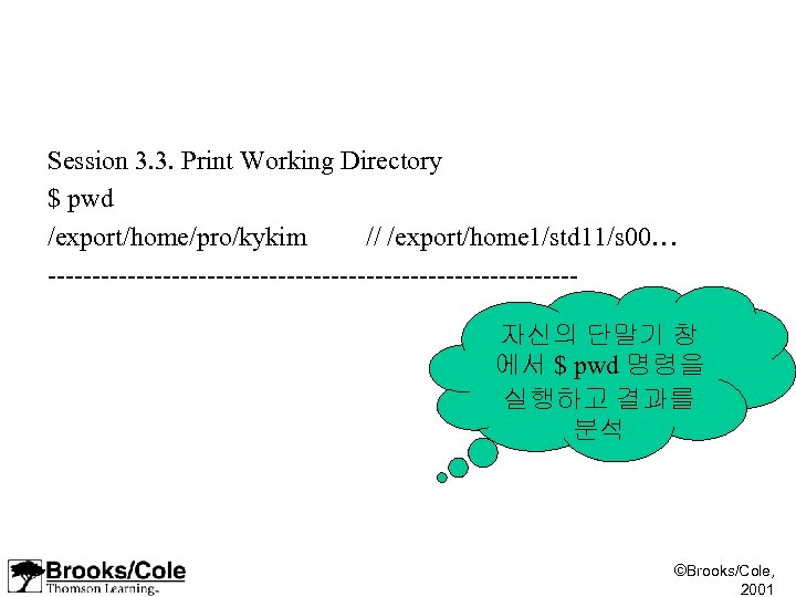 Session 3. 3. Print Working Directory $ pwd /export/home/pro/kykim // /export/home 1/std 11/s 00…