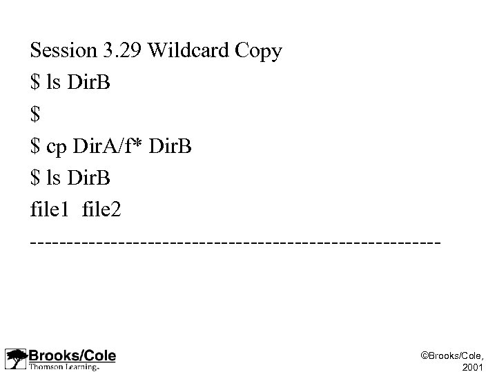 Session 3. 29 Wildcard Copy $ ls Dir. B $ $ cp Dir. A/f*