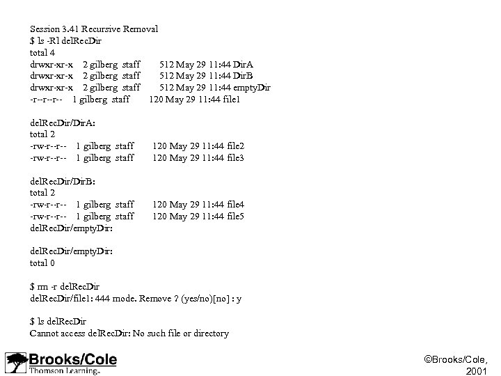Session 3. 41 Recursive Removal $ ls -Rl del. Rec. Dir total 4 drwxr-xr-x