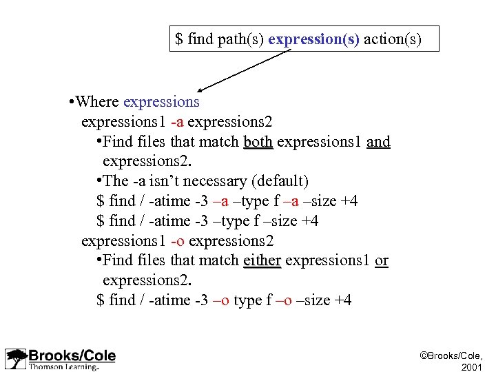 $ find path(s) expression(s) action(s) • Where expressions 1 -a expressions 2 • Find