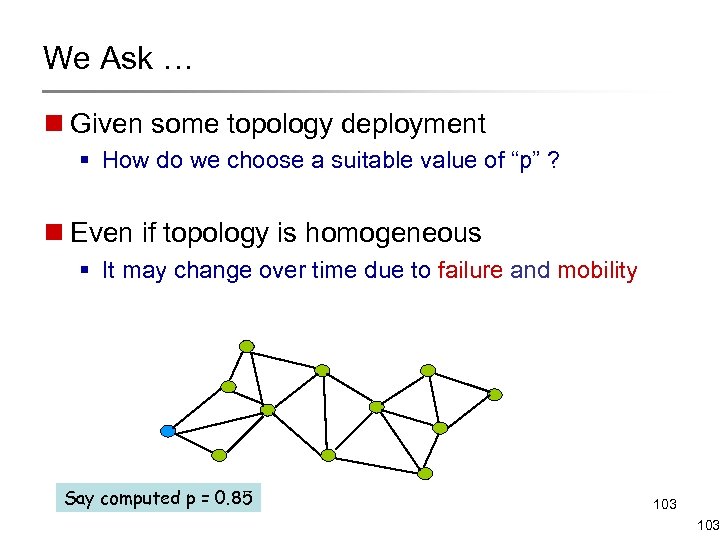 We Ask … n Given some topology deployment § How do we choose a