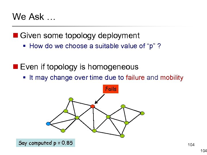 We Ask … n Given some topology deployment § How do we choose a