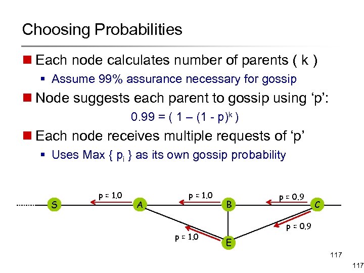 Choosing Probabilities n Each node calculates number of parents ( k ) § Assume