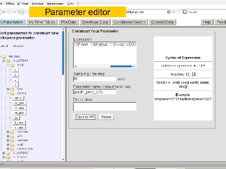 Parameter editor 