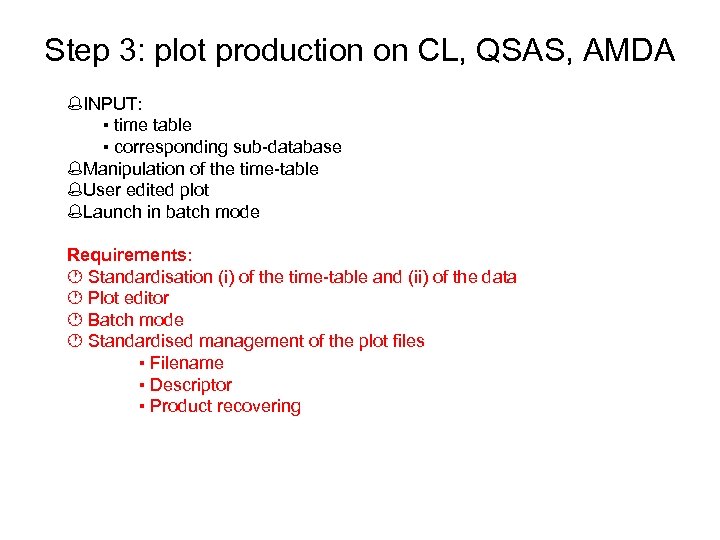 Step 3: plot production on CL, QSAS, AMDA %INPUT: ▪ time table ▪ corresponding