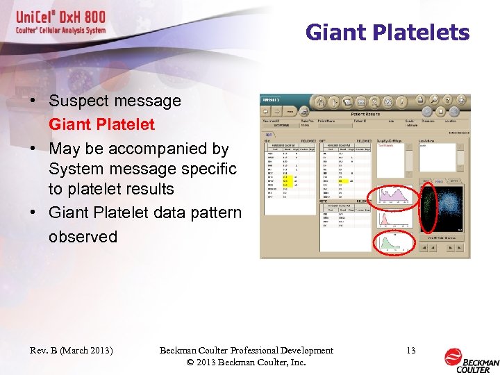 Giant Platelets • Suspect message Giant Platelet • May be accompanied by System message