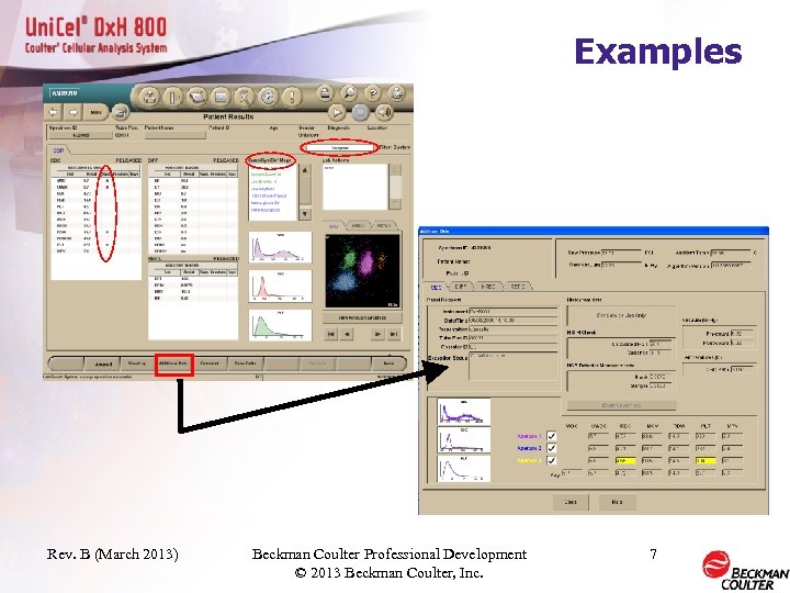 Examples Rev. B (March 2013) Beckman Coulter Professional Development © 2013 Beckman Coulter, Inc.