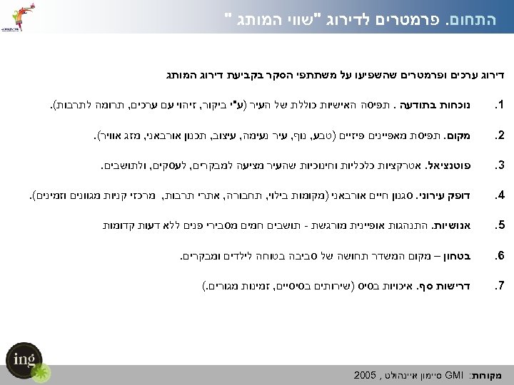  התחום. פרמטרים לדירוג 