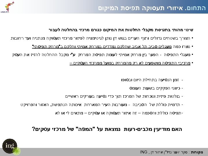  המיקום התחום. איזורי תעסוקה תפיסת שינוי מהותי בתפיסת מקבלי החלטות את המיקום כגורם