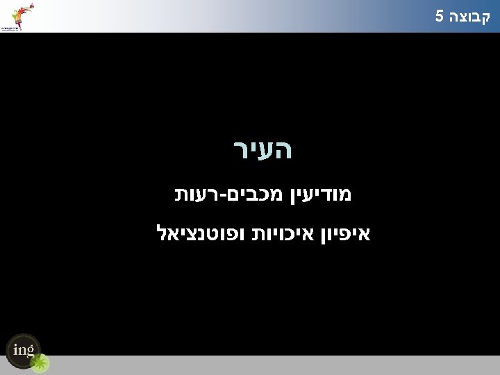  קבוצה 5 העיר מודיעין מכבים-רעות איפיון איכויות ופוטנציאל 