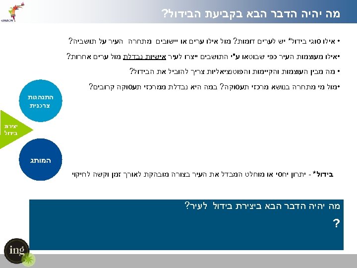  הבידול? מה יהיה הדבר הבא בקביעת • אילו סוגי בידול* יש לערים דומות?