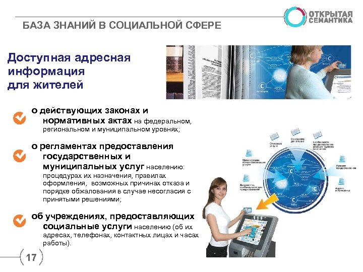 БАЗА ЗНАНИЙ В СОЦИАЛЬНОЙ СФЕРЕ Доступная адресная информация для жителей о действующих законах и