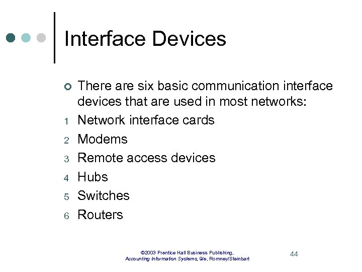 Interface Devices ¢ 1 2 3 4 5 6 There are six basic communication