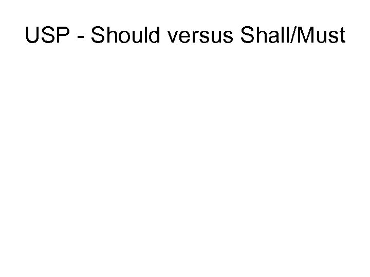 USP - Should versus Shall/Must 