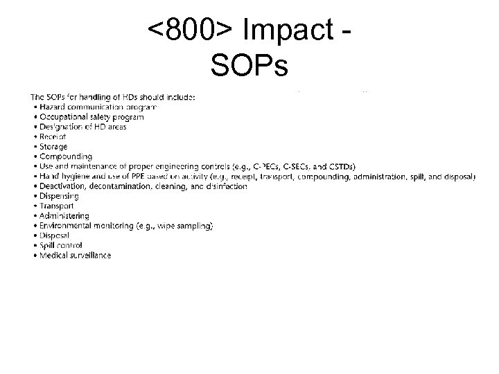 <800> Impact SOPs 