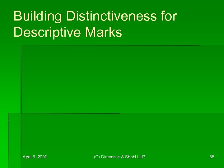 Building Distinctiveness for Descriptive Marks April 8, 2009 (C) Dinsmore & Shohl LLP 35