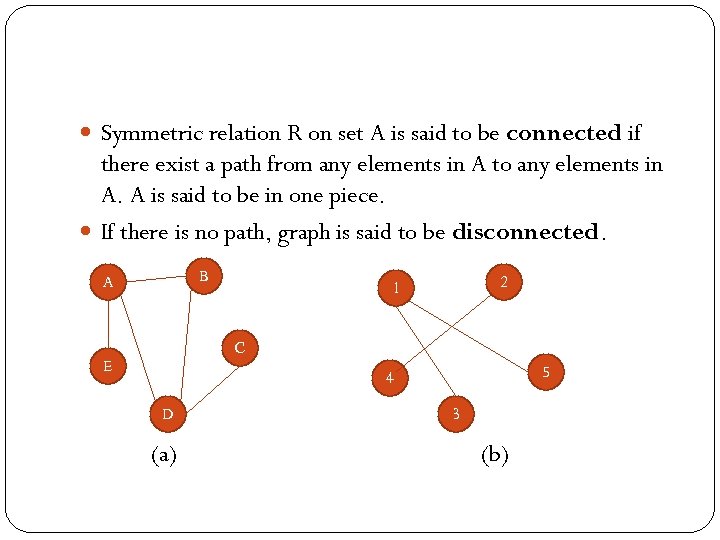  Symmetric relation R on set A is said to be connected if there