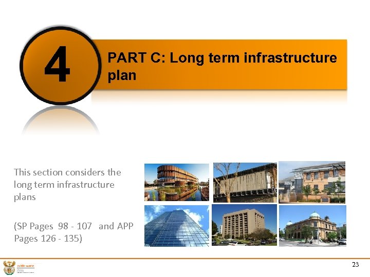 4 PART C: Long term infrastructure plan This section considers the long term infrastructure