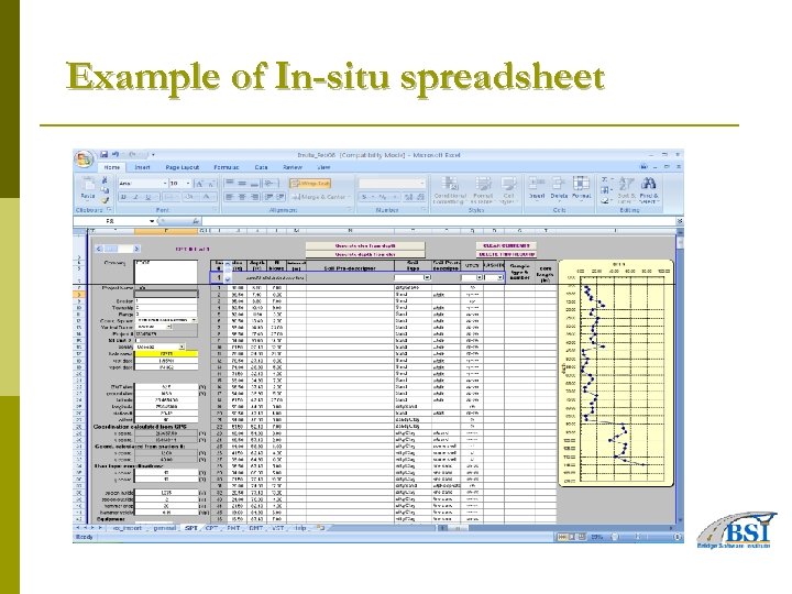Example of In-situ spreadsheet 