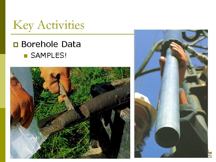 Key Activities p Borehole Data n SAMPLES! 