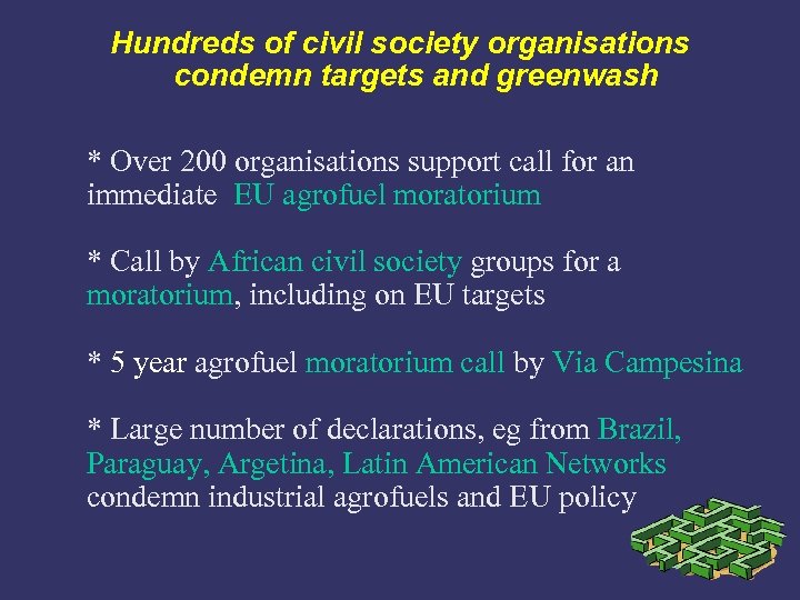 Hundreds of civil society organisations condemn targets and greenwash * Over 200 organisations support