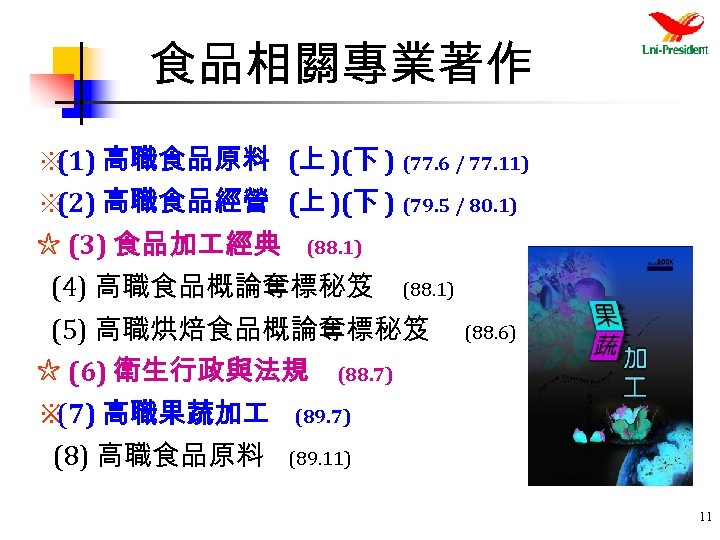 食品相關專業著作 ※ 高職食品原料 (上 )(下 ) (77. 6 / 77. 11) (1) ※ 高職食品經營