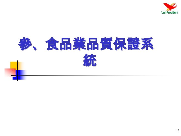 參、食品業品質保證系 統 33 