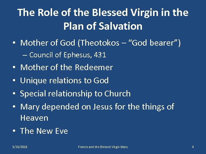 The Role of the Blessed Virgin in the Plan of Salvation • Mother of