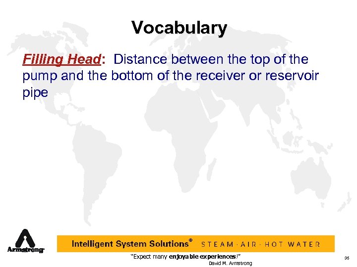 Vocabulary Filling Head: Distance between the top of the pump and the bottom of