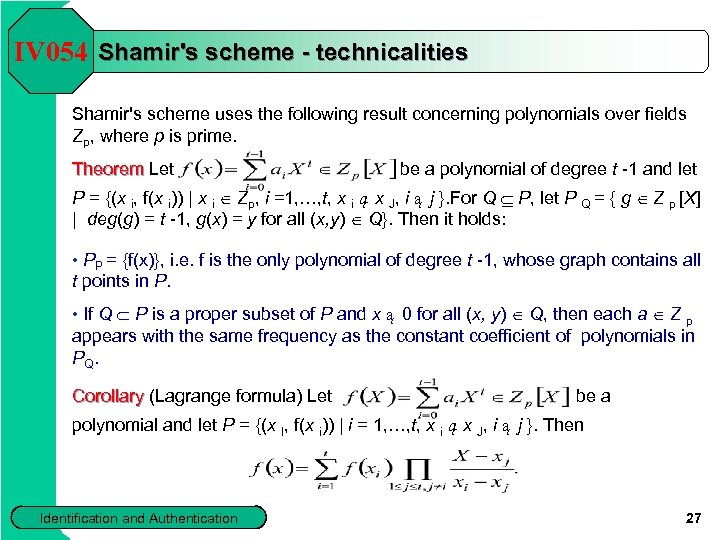 Chapter 10 Identification And Authentication Iv 054 Secret