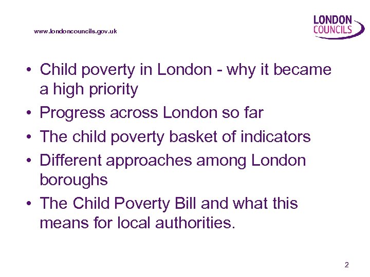 www. londoncouncils. gov. uk • Child poverty in London - why it became a