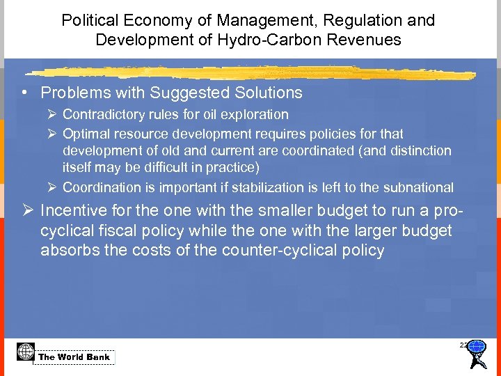 Political Economy of Management, Regulation and Development of Hydro-Carbon Revenues • Problems with Suggested