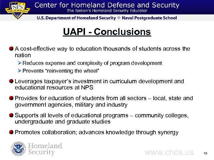 UAPI - Conclusions A cost-effective way to education thousands of students across the nation