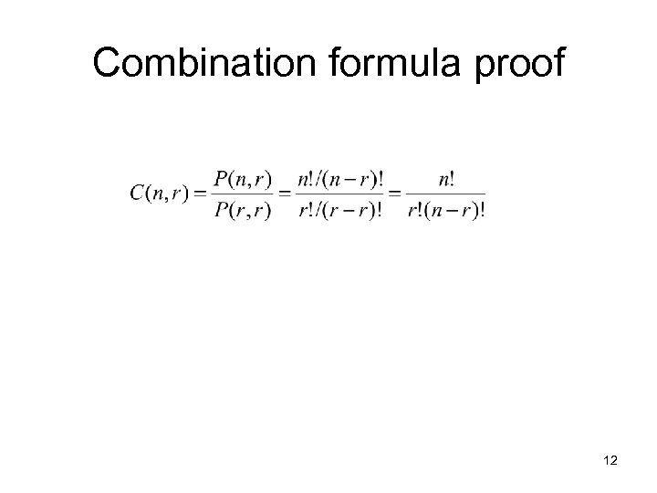 Combination formula proof 12 