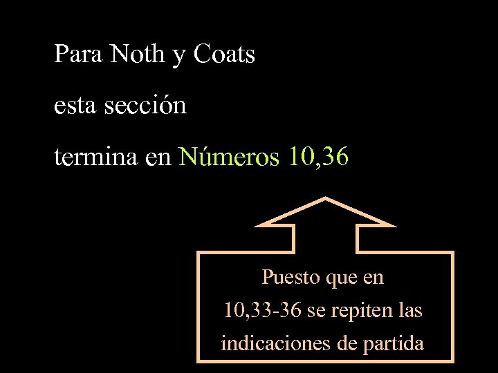Para Noth y Coats esta sección termina en Números 10, 36 Puesto que en
