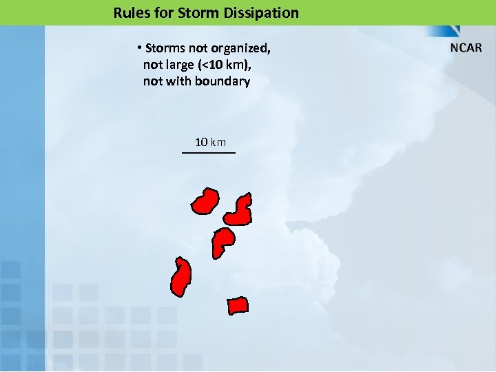 Rules for Storm Dissipation • Storms not organized, not large (<10 km), not with