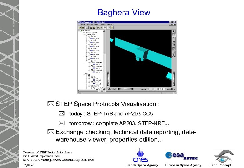 Baghera View * STEP Space Protocols Visualisation : * today : STEP-TAS and AP