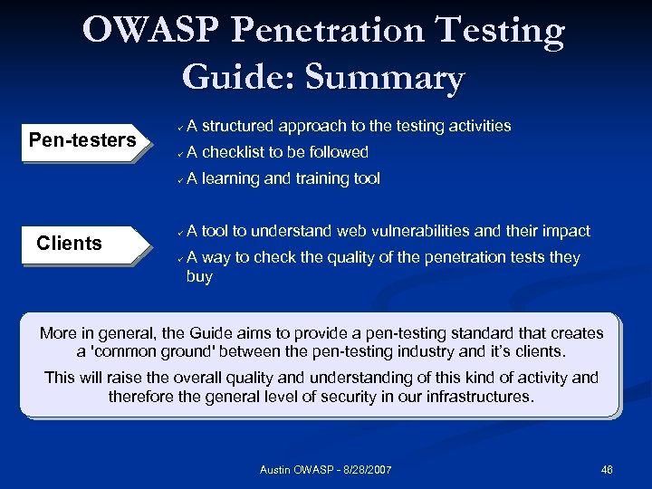 The OWASP Testing Framework Based On The New