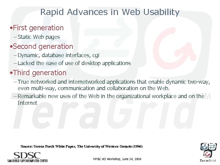 Rapid Advances in Web Usability • First generation – Static Web pages • Second