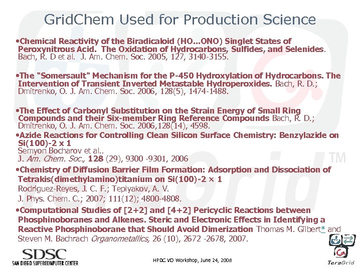 Grid. Chem Used for Production Science • Chemical Reactivity of the Biradicaloid (HO. .
