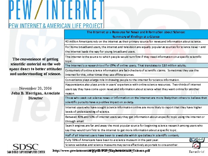 The Internet as a Resource for News and Information about Science: Summary of Findings