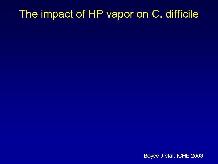 The impact of HP vapor on C. difficile Boyce J etal. ICHE 2008 